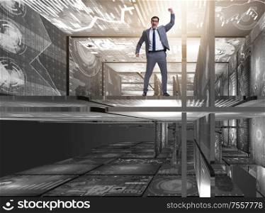 The excited businessman in business concept. Excited businessman in business concept
