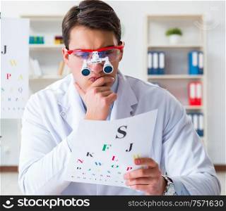 The eye doctor in eyecare concept in hospital. Eye doctor in eyecare concept in hospital