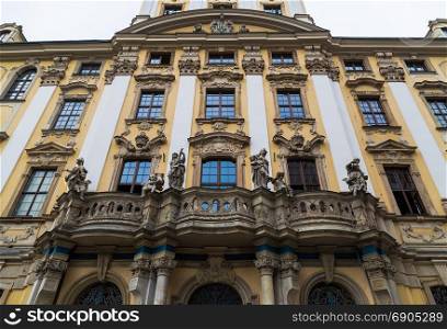 The facade of the building of the university. Wroclaw. Poland