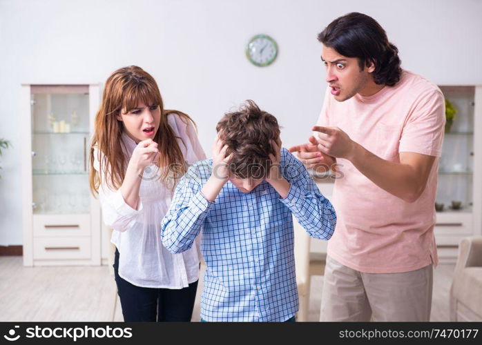 The family conflict with husband and wife and child. Family conflict with husband and wife and child