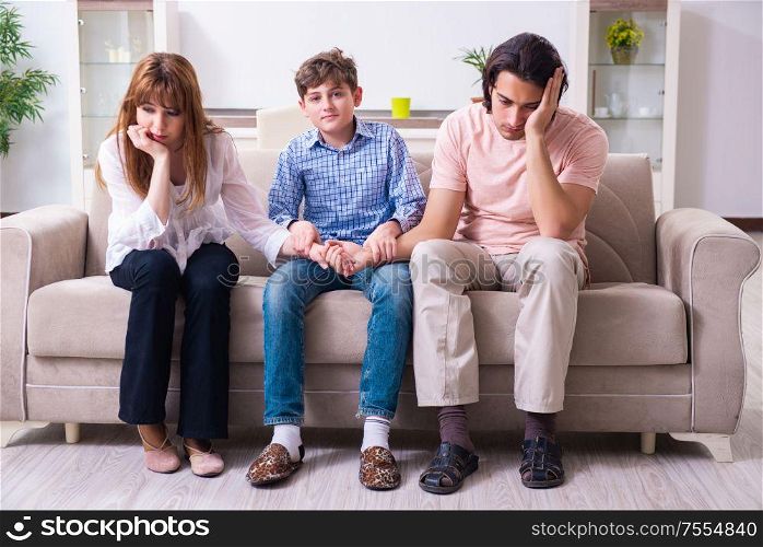 The family conflict with husband and wife and child. Family conflict with husband and wife and child