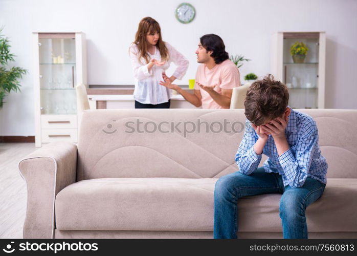 The family conflict with husband and wife and child. Family conflict with husband and wife and child