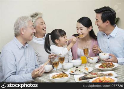 The family having meals happily
