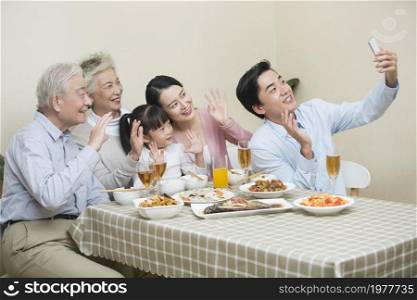 The family having meals happily