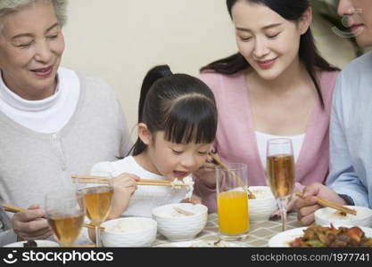 The family having meals happily