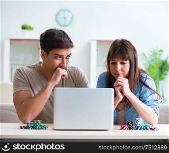 The family of wife and husband gambling online. Family of wife and husband gambling online