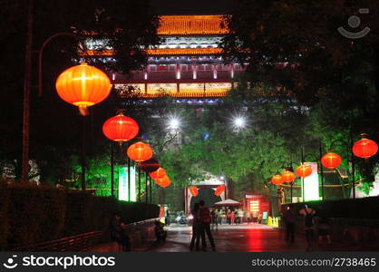 The famous ancient city wall of Xian, China