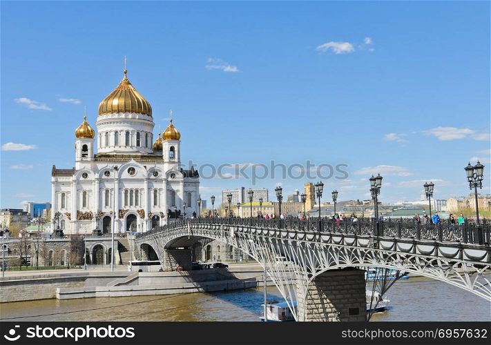 The famous and beautiful view of Cathedral of Christ the Saviour in Moscow, Russia