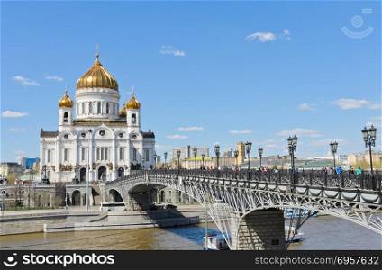 The famous and beautiful view of Cathedral of Christ the Saviour in Moscow, Russia