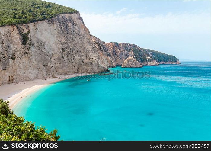The famous and exotic Porto Katsiki beach on the island of Lefkada, Greece