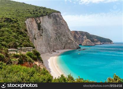 The famous and exotic Porto Katsiki beach on the island of Lefkada, Greece