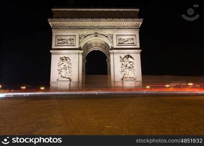 The Famous Arc de Triomphe in Paris, France in the summer of 2016