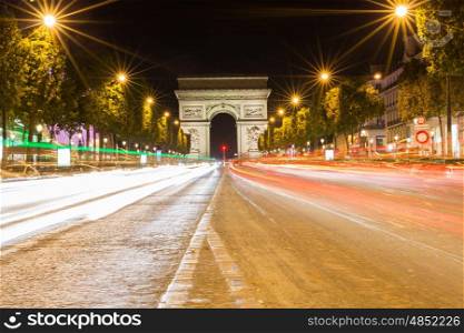 The Famous Arc de Triomphe in Paris, France in the summer of 2016
