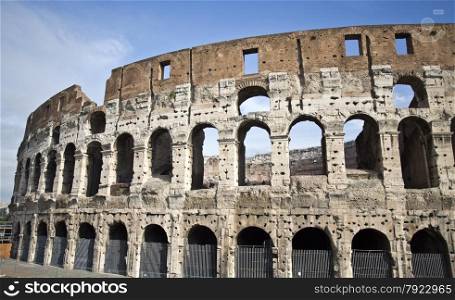 The famous Colosseum or Coliseum, also known as the Flavian Amphitheatre, in Rome, Italy