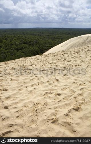 The Famous dune of Pyla, the highest sand dune in Europe, in Pyla Sur Mer, France.