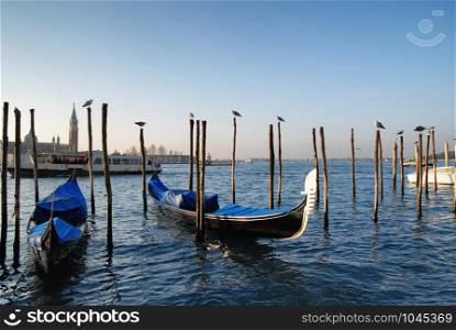 the famous gondolas of Venice in italy
