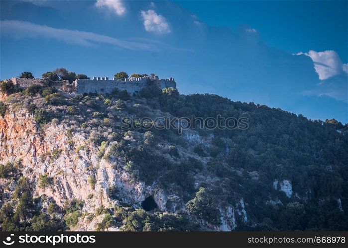 The famous Navarino castle in Messinia Greece Peloponnese, mediterranean Europe. Holidays travel adventure concept.. Navarino castle, Greece Peloponnese