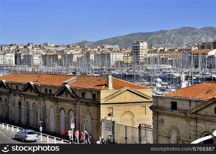 The famous old port of Marseille dominated by Notre Dame de la garde called here the Good Mother