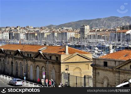 The famous old port of Marseille dominated by Notre Dame de la garde called here the Good Mother
