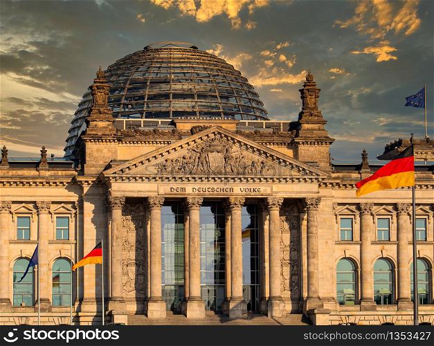 The famous Reichstag building, seat of the German Parliament (Deutscher Bundestag) in Berlin, Germany