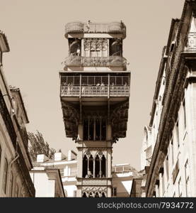 The famous Santa Justa elevator in Lisbon, Portugal