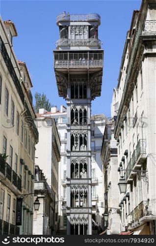 The famous Santa Justa elevator in Lisbon, Portugal