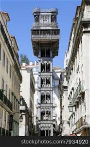 The famous Santa Justa elevator in Lisbon, Portugal