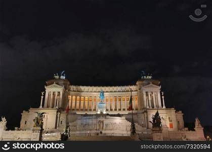 The famous Vittorio Emanuele II monument at Piazza Venezia in Rome during night