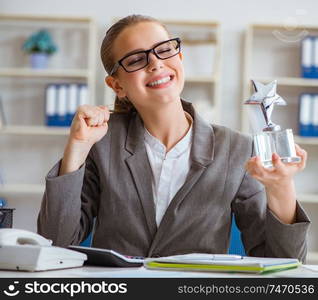 The female businesswoman boss accountant working in the office. Female businesswoman boss accountant working in the office