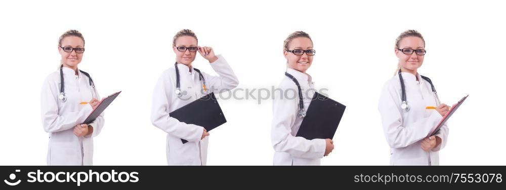 The female doctor isolated on white. Female doctor isolated on white