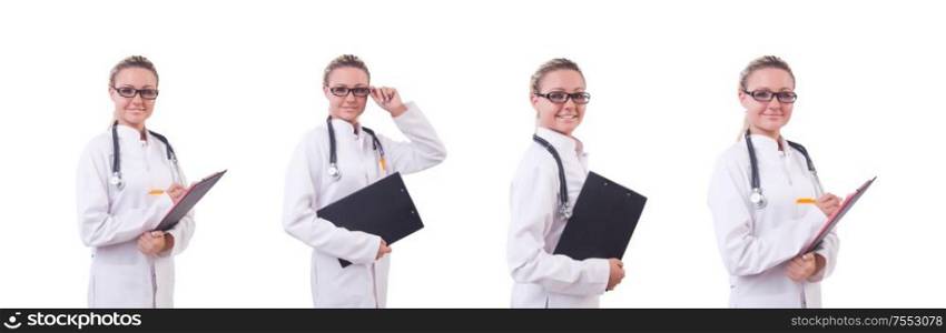The female doctor isolated on white. Female doctor isolated on white