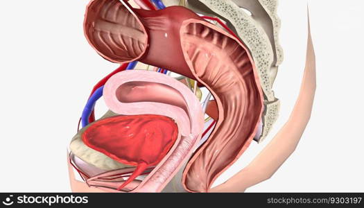 The Female Reproductive Cross Section 3D rendering. The Female Reproductive Cross Section