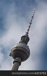 The Fernsehturm (television tower) against blue sky, Berlin, Germany