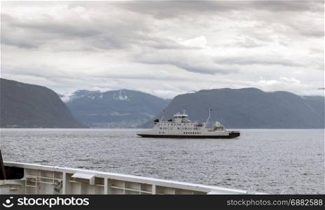 the ferry between Hella en dragsvik or balestrand, this ferry is the fastest route over the sognefjord in norway
