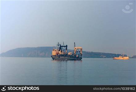 The fishing vessel at anchor near Vladivostok