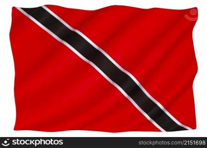 The flag of Republic of Trinidad and Tobago - adopted upon independence from the United Kingdom on 31 August 1962. Isolated on white for cut out
