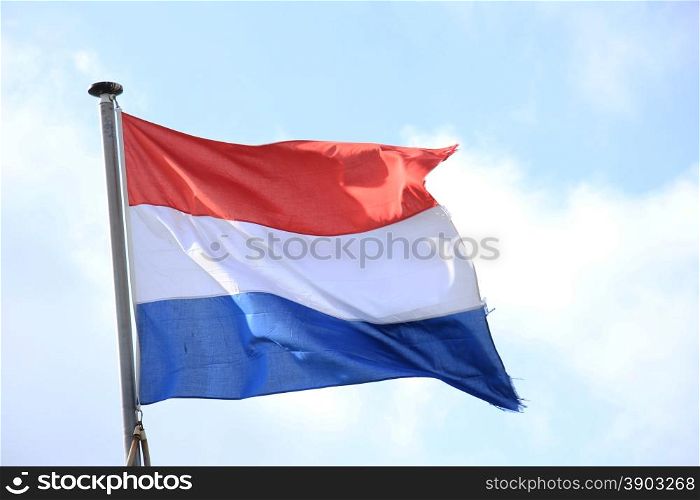 The flag of the Netherlands waving in the wind