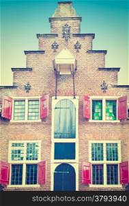 The Flemish Gable in the Dutch City of Amersfoort, Retro Effect