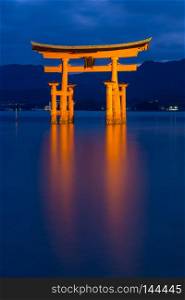 The Floating Otorii gate at Miyajima at dusk, Japan