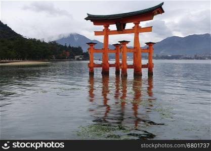 The Floating Torii gate in Miyajima, Japan.