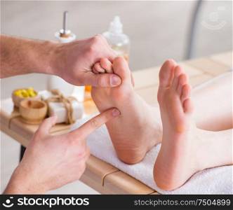 The foot massage in medical spa. Foot massage in medical spa