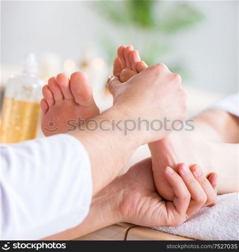 The foot massage in medical spa. Foot massage in medical spa