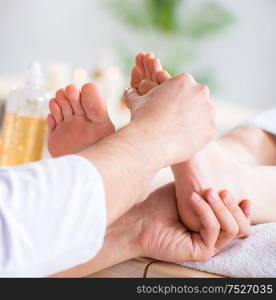 The foot massage in medical spa. Foot massage in medical spa