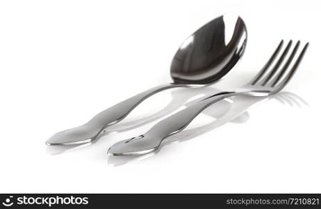 The fork and spoon isolated on white background