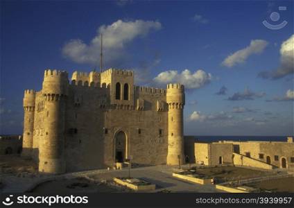 the fort Qaitbey at the al corniche road in the city of Alexandria on the Mediterranean sea in Egypt in north africa. AFRICA EGYPT ALEXANDRIA CITY FORT QAITBEY