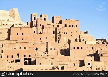 The fortified town of Ait ben Haddou near Ouarzazate Morocco on the edge of the sahara desert in Morocco. Famous for its use as a set in many films such as Lawrence of Arabia, Gladiator