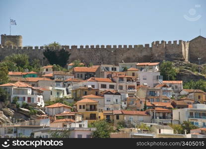 The fotress wall in Kavala, Greece