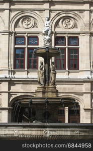 The fountain at the Opera theater Vienna Austria