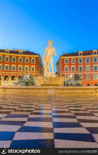 The Fountain du Soleil on Place Massena square Nice, French Riviera, Cote d'Azur, France