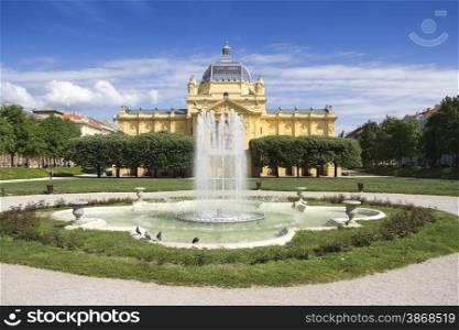 The fountain in front Art pavilion in Zagreb, Croatia, the famous exhibition hall